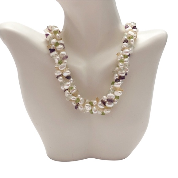 Ross-Simons 14kt Gold Cultured Pearl Gemstone Torsade Necklace - Picture 5 of 16